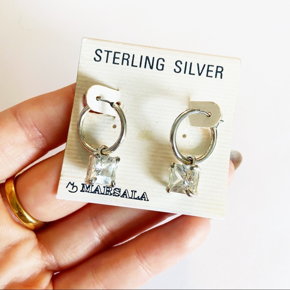 Marsala sterling silver cz hoop earrings